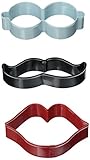 Wilton 2308-3740 3-Piece Glasses, Mustach, Lips Cookie Cutter