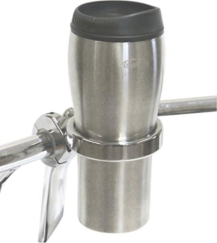 Roadrunner PLUS Motorcycle Drink Holder w/Swivel &amp; Travel Mug, 1-1.25" Handlebar, Chrome, Leader Motorcycle Accessories RU-MFCh