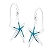 Sterling Silver Created Blue Opal Starfish Drop Earrings