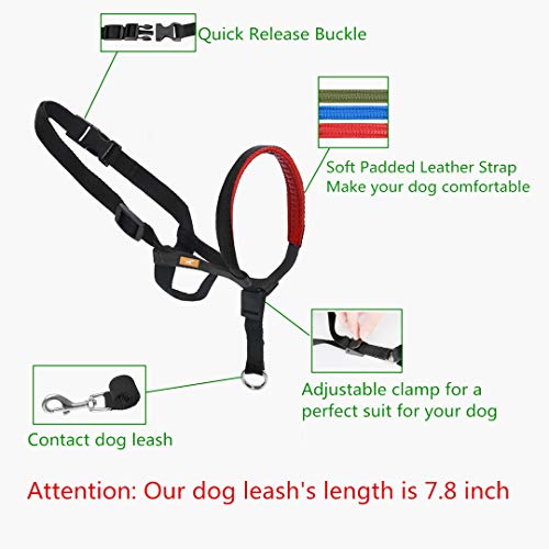 wintchuk Dog Head Collar with Padded Leather, Head Harness Stops Dog Pulling, Head Leash(M, Black)
