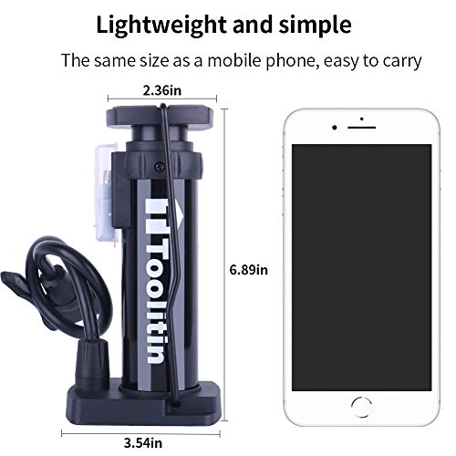Toolitin Bike Pump Mini Bike Floor Pump Portable Bicycle Pump with Presta Schrader Valves Gas Needle Hand Foot Activated Air Pump for Road Bike Mountain Bike Balls Balloons (Black)