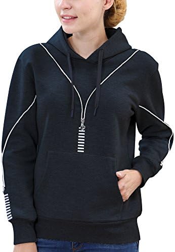 Women's Sweatshirts with Pocket,Fashion Pullover Girls Hoodies with zipper(XXXL Black)