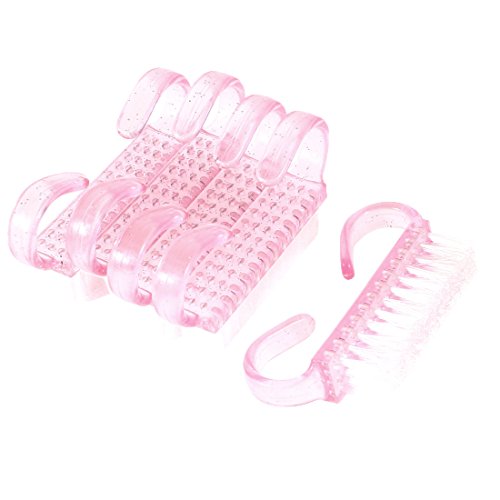 uxcell Finger Toe Nail Manicure Pedicure Cleaning Scrub Brush Care Tool 5pcs Clear Pink