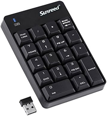 Sunreed Numeric Keypad, 18 Key 2.4G Wireless Mini USB Number Pad Keyboard for Laptop PC Desktop Computer Compatible with Windows and OS