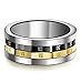 Gold Silvery Black Spinner Stainless Steel Roman Numerals Mens Womens Ring, Size 
