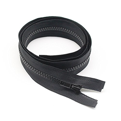 YaHoGa 2PCS #5 27 Inch Separating Jacket Zippers for Sewing Coats Jacket Zipper Black Molded Plastic Zippers Bulk (27" 2pcs)