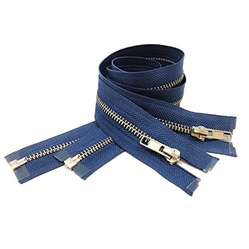 2 Pieces/Open Metal Zippers, Available in Maya 5#, Sewing Zipper, Black, Blue, Gold, Silver, Measurements, Zip for Sewing on Clothes, (75cm 2U, 330)