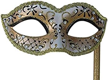 LIFE IS GOOD Máscara Veneciana con Palo - Carnaval - Blanco Negro Dorado:  Amazon.es: Juguetes y juegos