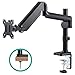 EleTab Monitor Arm Desk Mount - Premium Aluminum Single Monitor Stand Gas Spring Articulating Full Motion Computer VESA Mount, Extra Height Adjustable with Extension Pole | Holds Screen up to 17.6 lbs