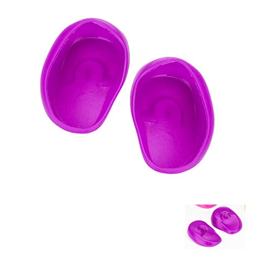 Silicone Ear Covers Ear Cap Earmuffs for Hair Coloring Shower Hair Dye Ear Covers Waterproof Ear Protector Coloring Shower Bathing Salon 1pair (Purple)