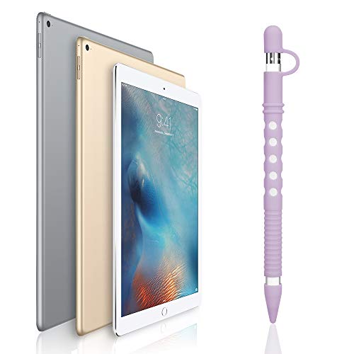Silicone Case for Apple Pencil Holder Sleeve Skin Pocket Cover Accessories for iPad Pro 9.7/10.5/12.9, Soft Grip Pouch with Charging Cap Holder and 2 Protective Nib Covers (Purple) - Thumbnail 6
