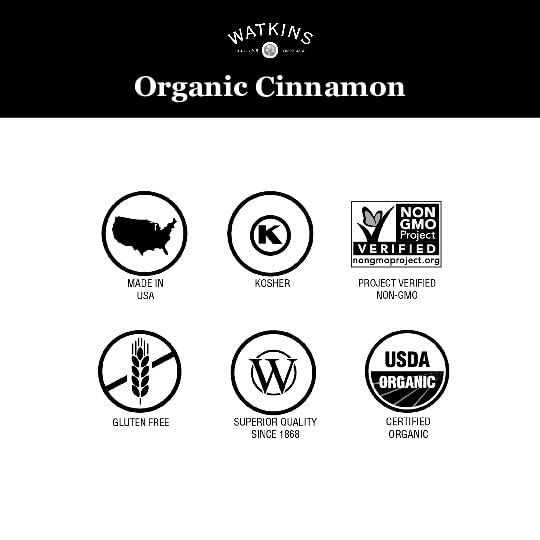 WATKINS GOURMET ORGANIC SPICE JAR, GROUND CINNAMON, 2.5 OUNCE