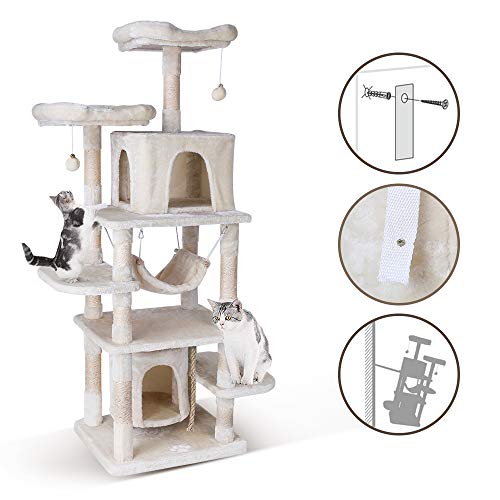 LAZY BUDDY 67" Cat Tree, XL MultiLevel Tall Cat Tower, Play House