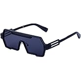 Junsika Retro Steampunk Sunglasses for Men Fashion Cool One Piece Irregular Metal Frame Sunglasses