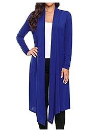 LEANI Abrigo largo abierto frontal Drape ligero Maxi de manga larga para mujer