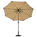 FLAME&SHADE 9 ft Solar Powered Outdoor Market Patio Table Umbrella with LED Lights and Tilt, Beige