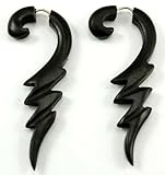 A Pair of Tribal Organic Wooden Earrings Fake Gauges Tattoo Wood Faux Plugs Tapers