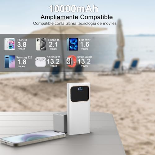 Bateria Externa Carga Rapida 10000mAh, 22.5W Power Bank Ultra Delgado — foto 4 de 7