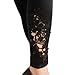 LOCOMO Women Girl Lace Crochet Floral Flower Pattern Pant Legging FFT153BLKBLK
