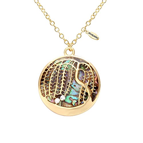 NOUMANDA Gold Plated Abalone Shell Pendant Scallops Beach Necklace Fashion Jewelry (Willow)