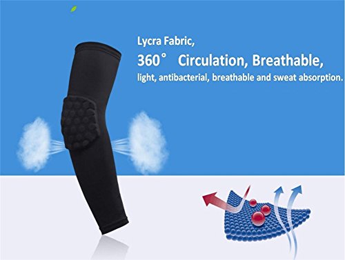 1 Pair / 2 Pcs Honeycomb Elbow Pads Crashproof Arm Sleeves Basketball Football Volleyball Protector Padded Support elbow Brace Shin Guards Protective Gear for Girls Boys Kids Men (Blue, Medium) - Thumbnail 6