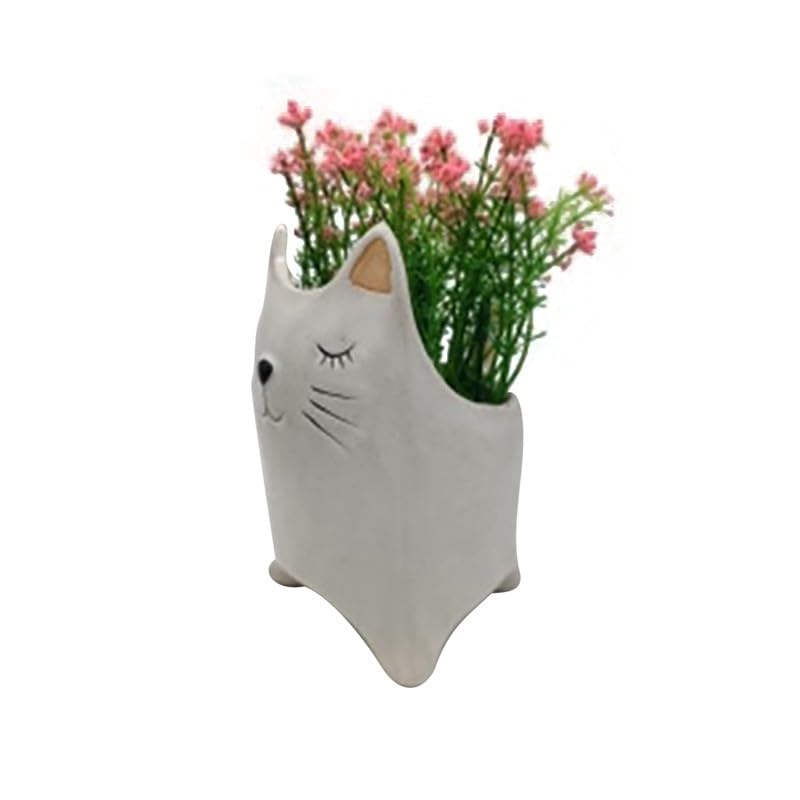Heaven Sends White Ceramic 15cm Cat Shaped Plant Pot