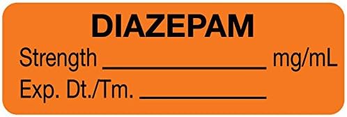United Ad Label Anesthesia Label, Diazepam mg/mL, 1-1/2" x 1/2", Orange - 610 Label per Roll