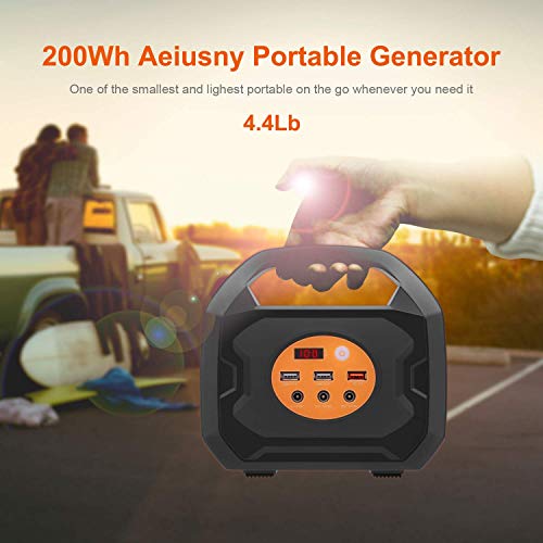 Aeiusny 250W Portable Power Station, 200Wh Solar Generators, Lithium