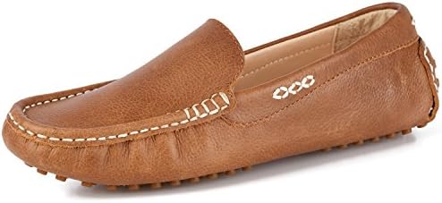 Women's Driving Shoes Flat Leather Shoes Penny Loafers Slip-On Boat Shoes Women Moccasin Flats (7.5 B(M) US)