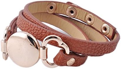 Rainbery PU Leather Wrap Bracelet for Monogram Blank Disc (gold brown)
