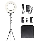 Geekoto Ring Light, LED Ring Light, Ring Light with Stand and Phone Holder, 14-inches Outer Lighting Kit 38W, 3200K-5500K, Remote Control for Youtube Video Shooting, Makeup, Photography