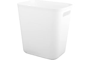 UUJOLY Plastic Small Trash Can Wastebasket, Garbage Container Basket for Bathrooms, Laundry Room, Kitchens, Offices, Kids Rooms, Dorms, 3.5 Gallon, White