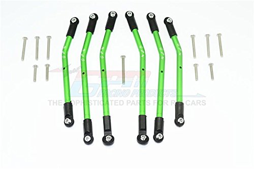 Traxxas TRX-4 Trail Defender Crawler Upgrade Parts Aluminum Adjustable Suspension Links - 6Pc Set Green
