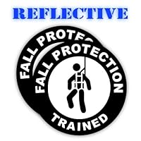 Pair | Reflective Fall Protection Trained Hard Hat Decal | Helmet Sticker | Lunch Box Decal | Tool Box Label | Color: Black | 2" each decal