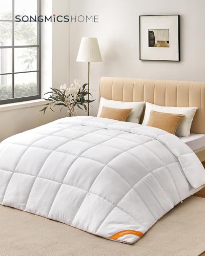 SONGMICS HOME Bettdecke, 240 x 220 cm Steppdecke, Steppbettdecke mit 8 Schlaufen, 300 GSM Decke, Bettdecke, mit Karosteppung, wolkenweiß TDC013W01 thumbnail 2