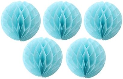 5pack Tissue Paper Pompoms Honeycomb Ball Lantern Flower For Wedding Party Decorations Baby Blue 8"