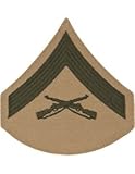 USMC Chevron Green on Khaki (Pair) (Male, E-3 Lance Corporal)