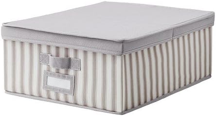 IKEA SVIRA - caja con tapa, gris, blanco rayas: Amazon.es: Hogar