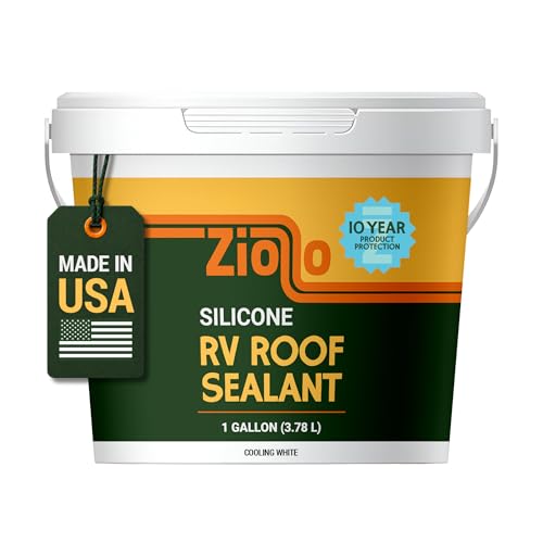 Ziollo RV Roof Sealant - Leak Repair 100% Silicone Liquid Rubber - Premium Waterproof Coating for Campers, Pop Up, Motorhomes, and Travel Trailers - Easy DIY Application - White 1 Gallon