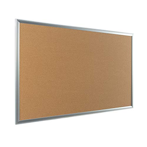 Cork Board Bulletin Board - 4THOUGHT 36 X 24 Inches Hanging Cork Notice Pin Board, Decorative Wall-Mounted Memo Board Bulletin Board with Elegant Aluminium Art Frame, 10 Push Pins Included