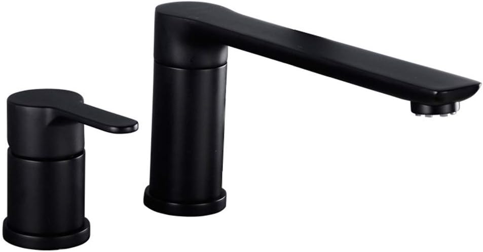 WHZWH Tub Filler Faucet with Hand-Held Shower Head.Widespread Bath Tub Faucet Set, Deck Mount 3-Holes Single-Handle Faucet Modern in Matte Black,Twopieces