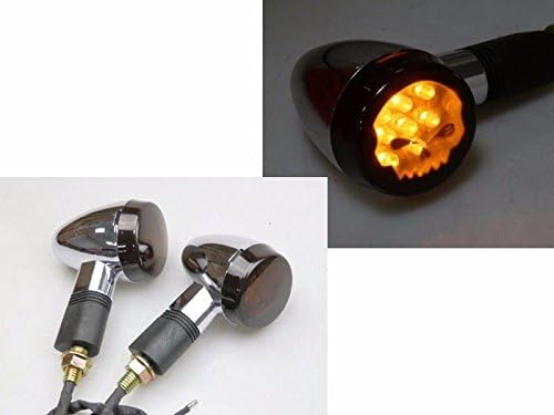 Chrome Amber Skull LED Turn Signal Light for Harley Suzuki Yamaha Honda Kawasaki
