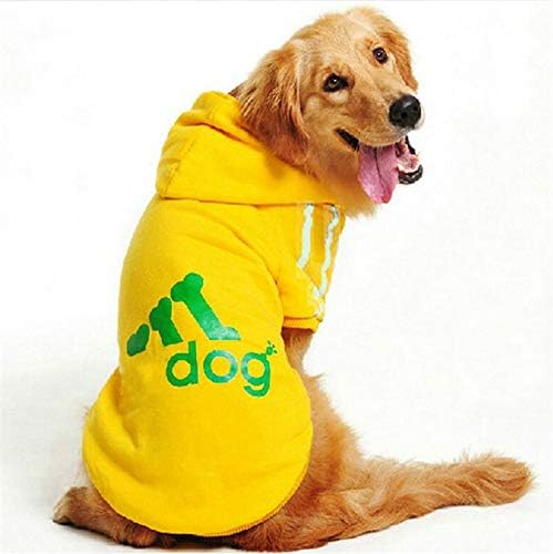 Krassu - Large Size Dog Clothes for Big Dogs Golden Retriever Winter Pet Hoodie Sportswear [Yellow 8XL]