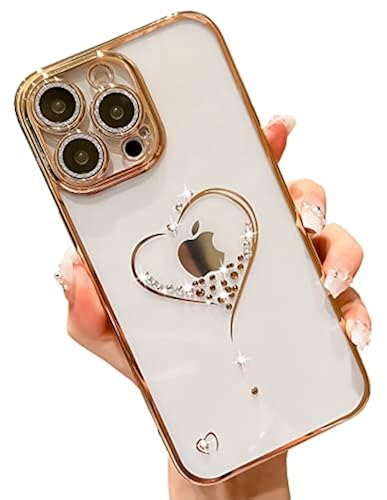 KERZZIL Bling Glitter Heart Compatible with iPhone 14 Pro Max Case
