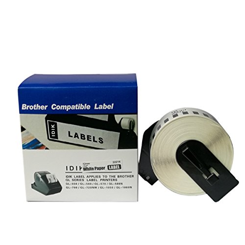 IDIK DK-22214 Replacement Labels Compatible for Brother DK-2214 Black on White Paper Label 12mm*30.48m/Roll