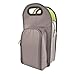 True 2766 Metro 2 bottle 6 piece wine travel bag and insulated wine carrier tote carrying Picnic cooler bag with handle, grey and green