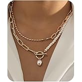 Dainty Pearl Pendant Necklaces Layered Baroque Choker Necklace Vintage White Pearl Chain Necklace Faux Pearls Statement Jewelry Gift for Women