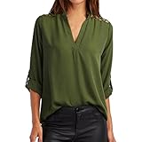 Vovotrade Women Chiffon Solid Tab-Sleeve Hollow Out Blouse T Shirt Tops Blouse (XL, Arm Green)