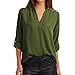 Vovotrade Women Chiffon Solid Tab-Sleeve Hollow Out Blouse T Shirt Tops Blouse (XL, Arm Green)