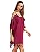 Milumia Women's Summer Cold Shoulder Crochet Lace Sleeve Loose Beach Dress Burgundy M